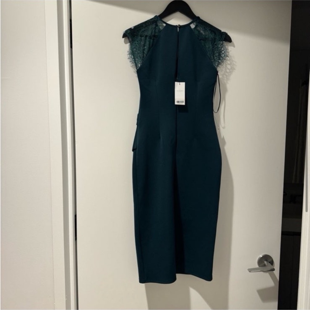 Lipsy London Green Eyelash Short Sleeve Corset Bodycon Dress NWT